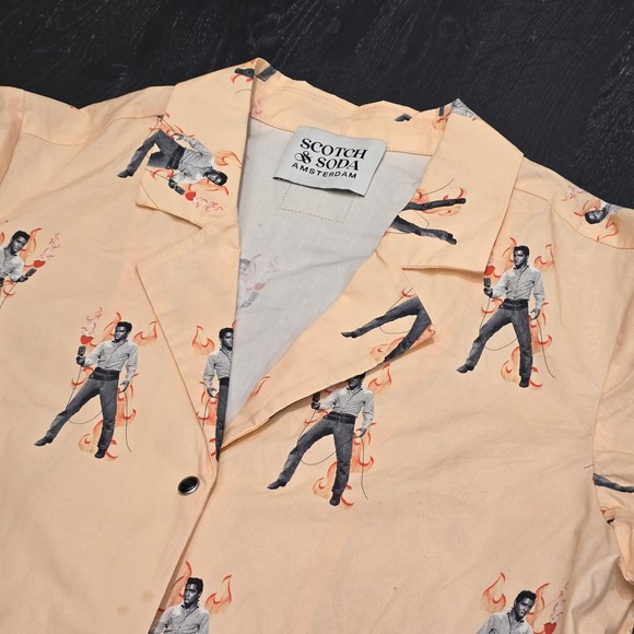 Scotch & Soda Other - Scotch & Soda Elvis Presley Flame Print Button Down Shirt Peach Mens Small S